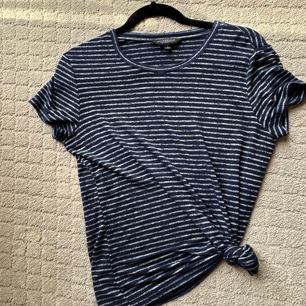 Liverpool Los Angeles Navy and White Striped Tee